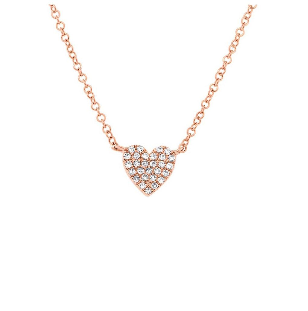 0.09 Ctw 14k Rose Gold Diamond Heart Necklace