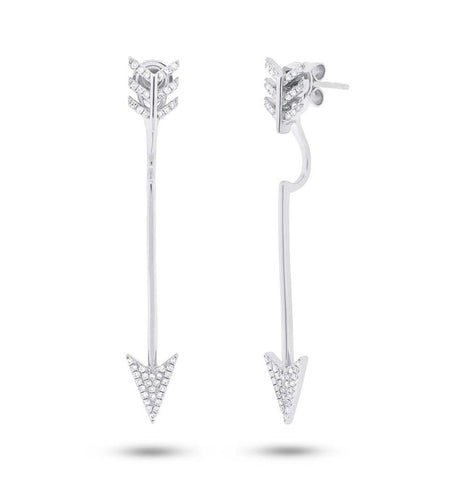 0.22 Ctw 14k White Gold Diamond Arrow Earring Jacket With Stud