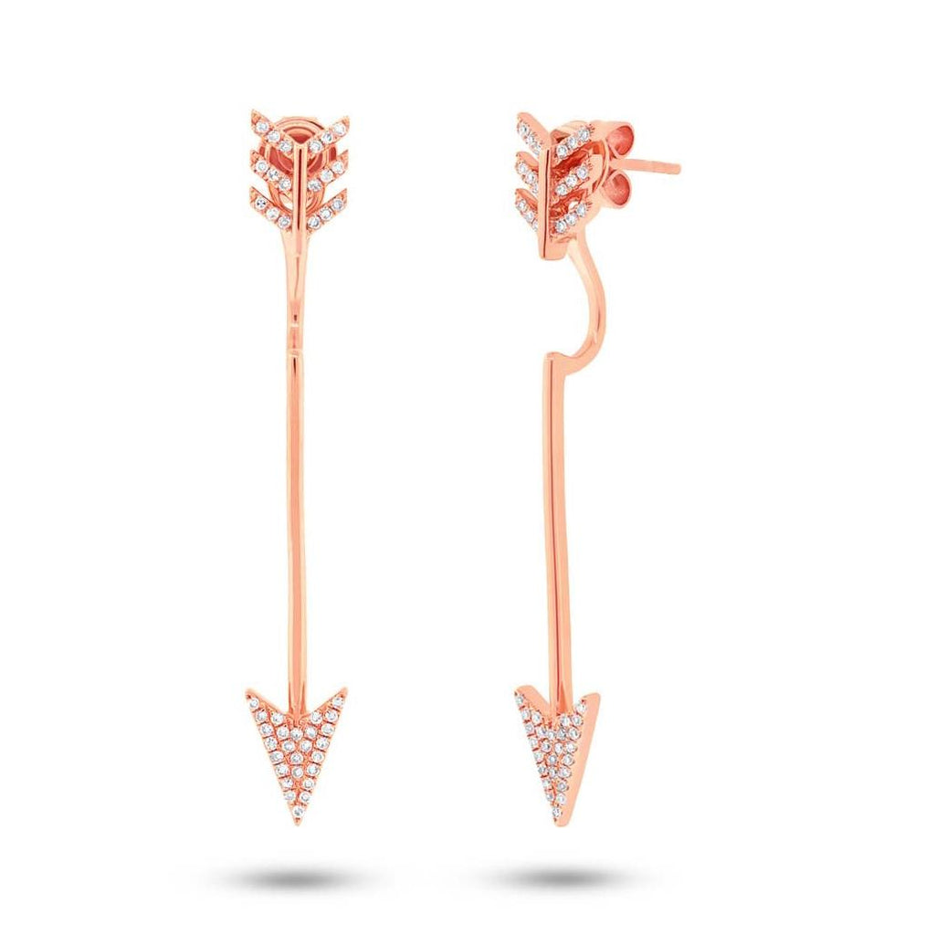 0.22 Ctw 14k Rose Gold Diamond Arrow Earring Jacket With Stud