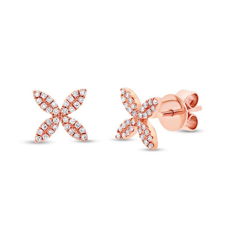 0.16 Ctw 14k Rose Gold Diamond Flower Earring