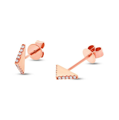 0.07 Ctw 14k Rose Gold Diamond Pyramid Earring