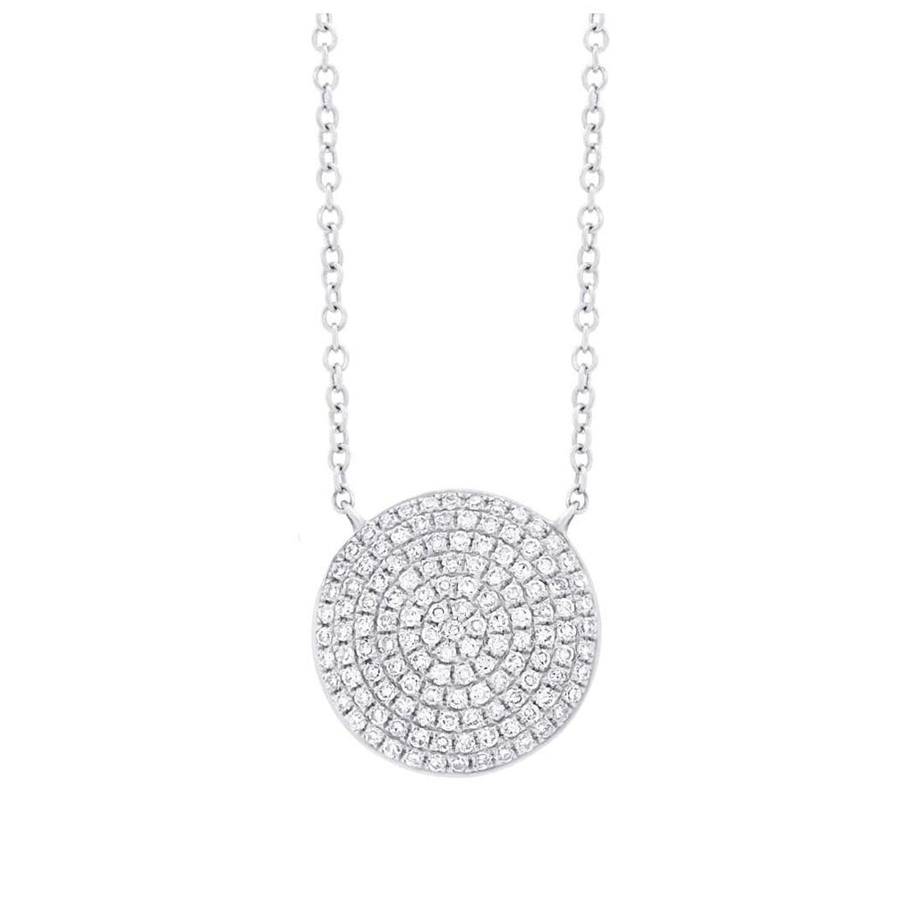 0.37 Ctw 14k White Gold Diamond Pave Circle Necklace