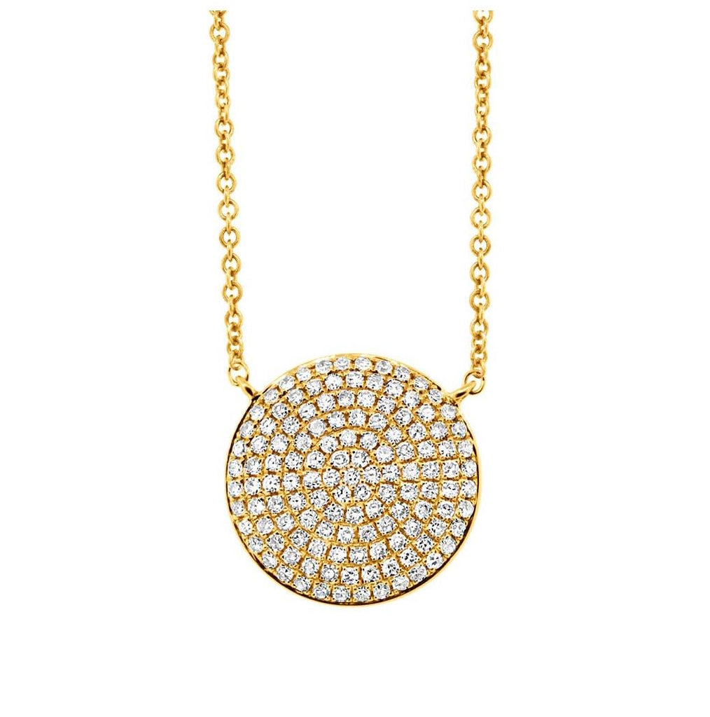 0.37 Ctw 14k Yellow Gold Diamond Pave Circle Necklace