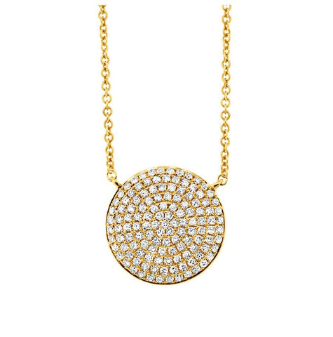 0.37 Ctw 14k Yellow Gold Diamond Pave Circle Necklace