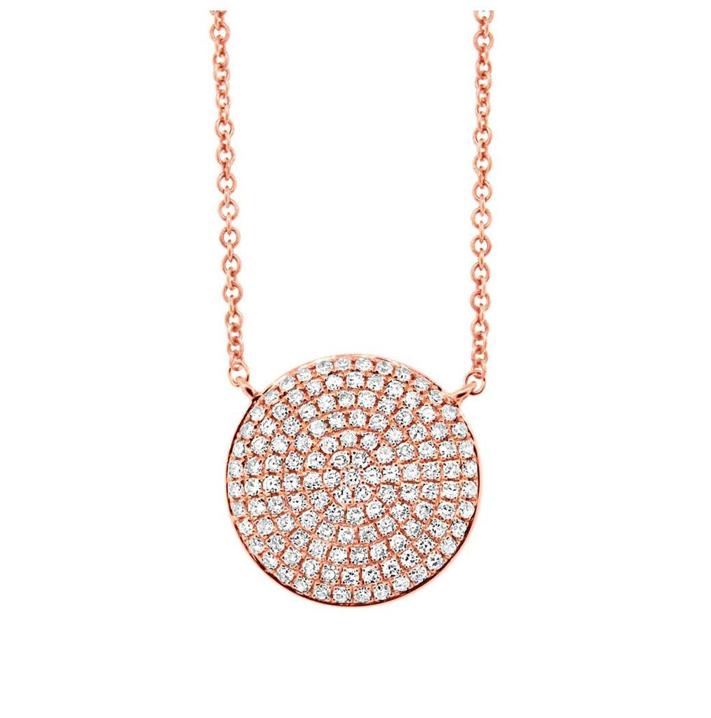 0.37 Ctw 14k Rose Gold Diamond Pave Circle Necklace