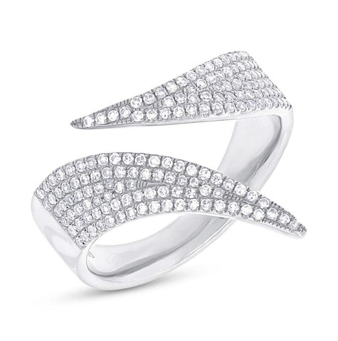 0.42 Ctw 14k White Gold Diamond Pave Womens Ring