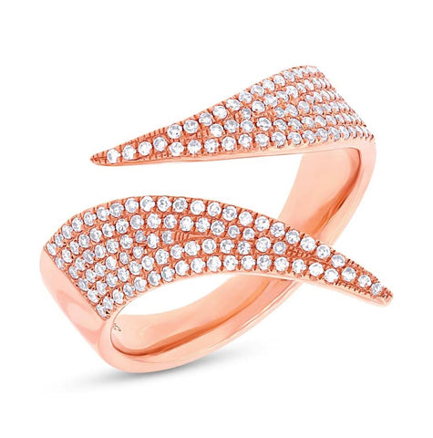 0.42 Ctw 14k Rose Gold Diamond Pave Womens Ring