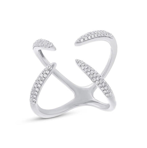 0.40 Ctw 14k White Gold Diamond Claw Ring Size 5