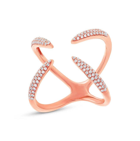 0.40 Ctw 14k Rose Gold Diamond Claw Ring Size 10