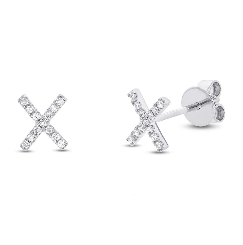 0.07 Ctw 14k White Gold Diamond "x" Stud Earring