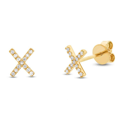 0.07 Ctw 14k Yellow Gold Diamond "x" Stud Earring