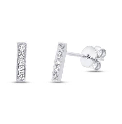 0.08 Ctw 14k White Gold Diamond Bar Earring