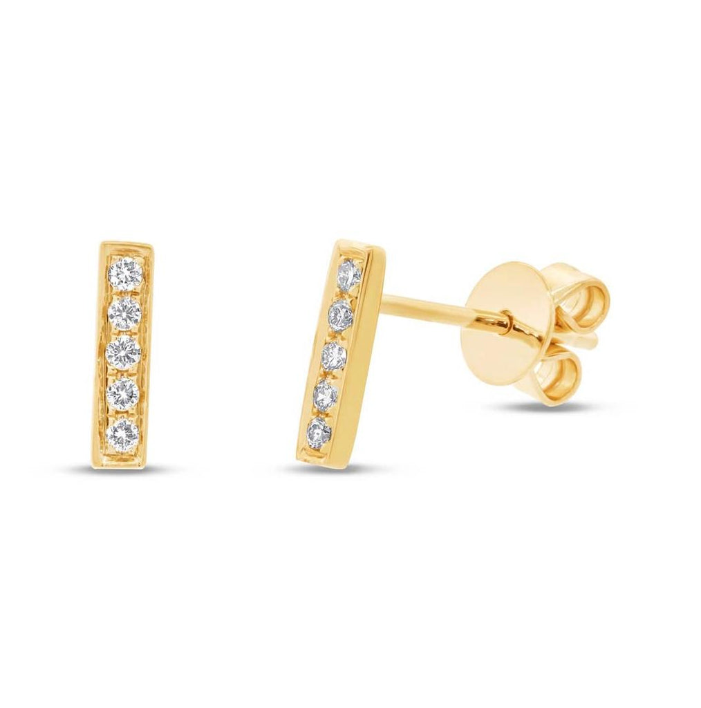 0.08 Ctw 14k Yellow Gold Diamond Bar Earring