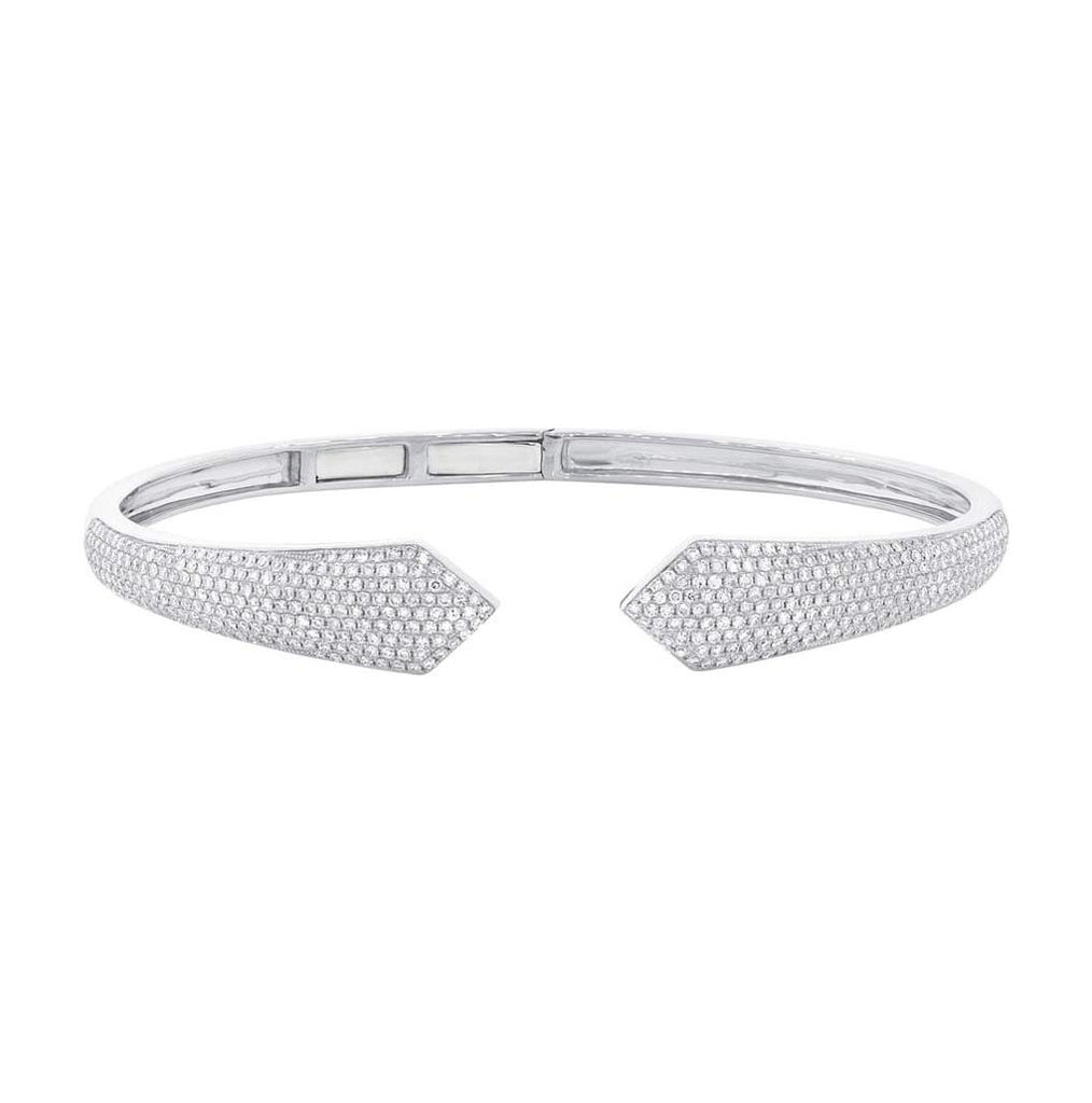 1.34 Ctw 14k White Gold Diamond Pave Bangle Bracelet