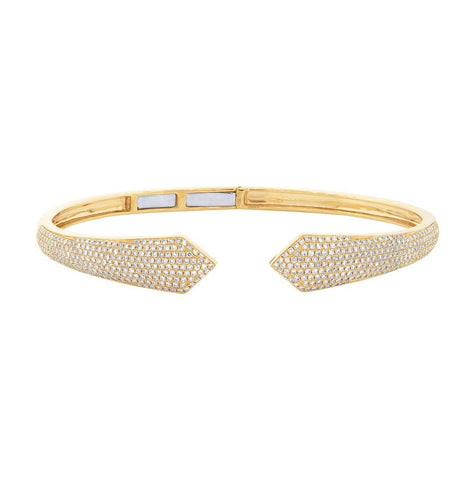 1.34 Ctw 14k Yellow Gold Diamond Pave Bangle Bracelet