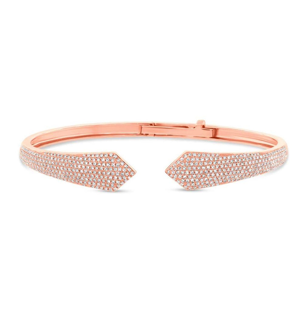 1.34 Ctw 14k Rose Gold Diamond Pave Bangle Bracelet