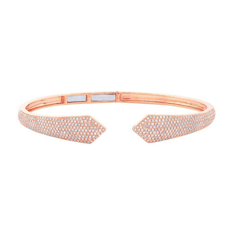 1.34 Ctw 14k Rose Gold Diamond Pave Bangle Bracelet