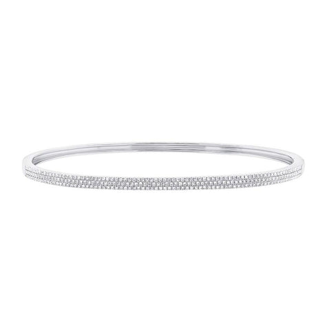 0.62 Ctw 14k White Gold Diamond Pave Bangle Bracelet