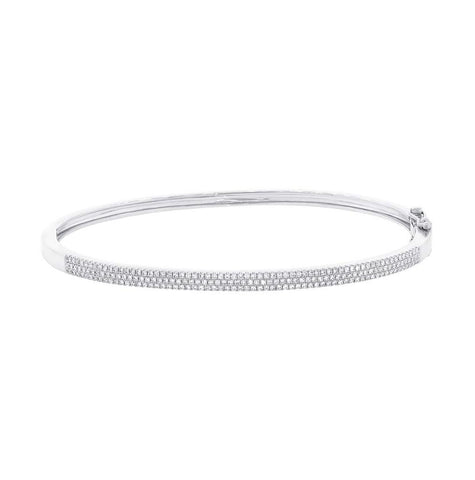 0.52 Ctw 14k White Gold Diamond Pave Bangle Bracelet