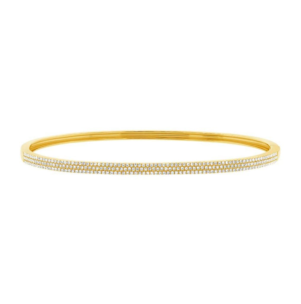 0.62 Ctw 14k Yellow Gold Diamond Pave Bangle Bracelet