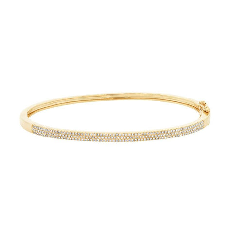 0.52 Ctw 14k Yellow Gold Diamond Pave Bangle Bracelet