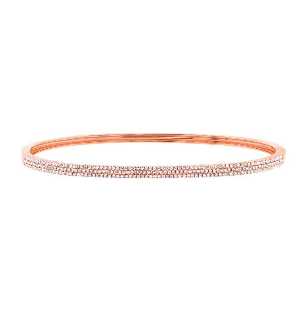 0.62 Ctw 14k Rose Gold Diamond Pave Bangle Bracelet