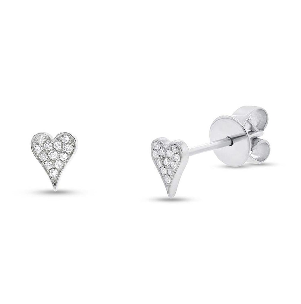 0.05 Ctw 14k White Gold Diamond Pave Heart Earring