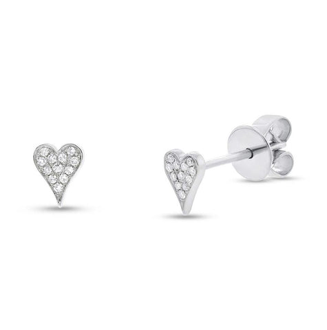 0.05 Ctw 14k White Gold Diamond Pave Heart Earring