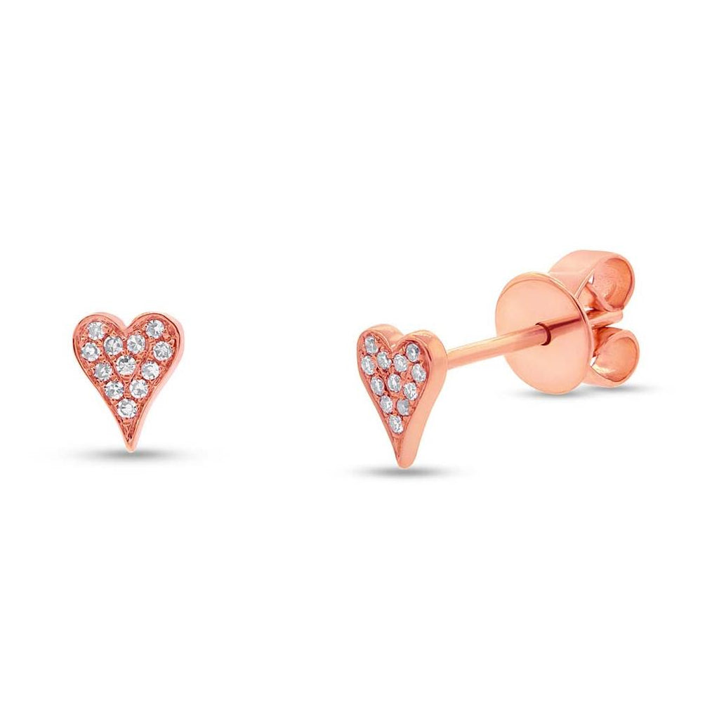 0.05 Ctw 14k Rose Gold Diamond Pave Heart Earring