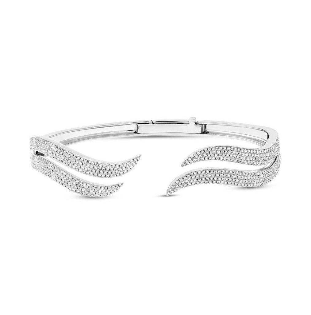 1.59 Ctw 14k White Gold Diamond Pave Bangle Bracelet