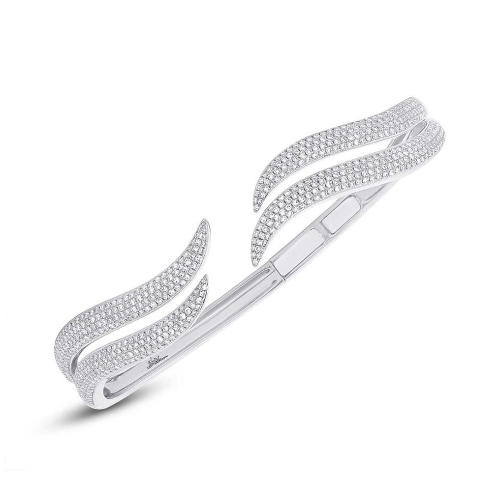 1.59 Ctw 14k White Gold Diamond Pave Bangle Bracelet