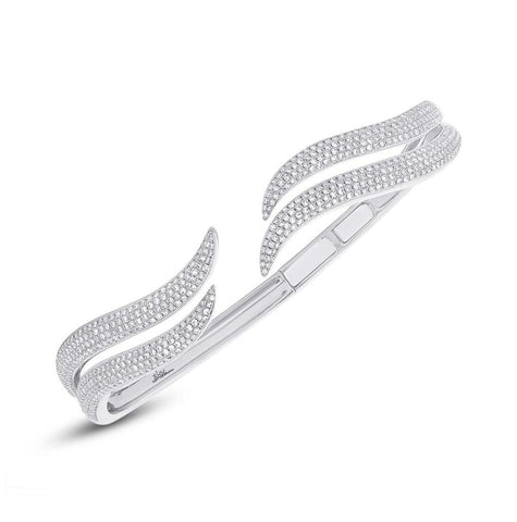 1.59 Ctw 14k White Gold Diamond Pave Bangle Bracelet