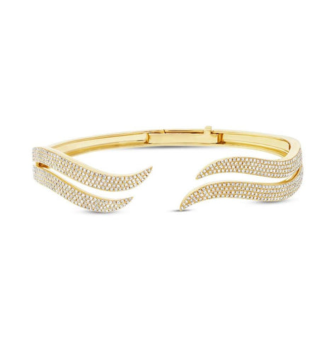 1.59 Ctw 14k Yellow Gold Diamond Pave Bangle Bracelet