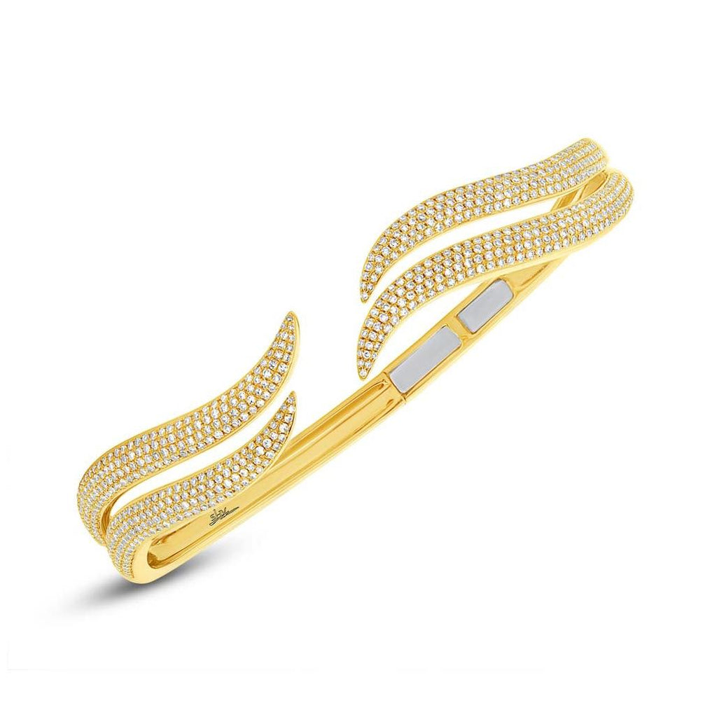 1.59 Ctw 14k Yellow Gold Diamond Pave Bangle Bracelet