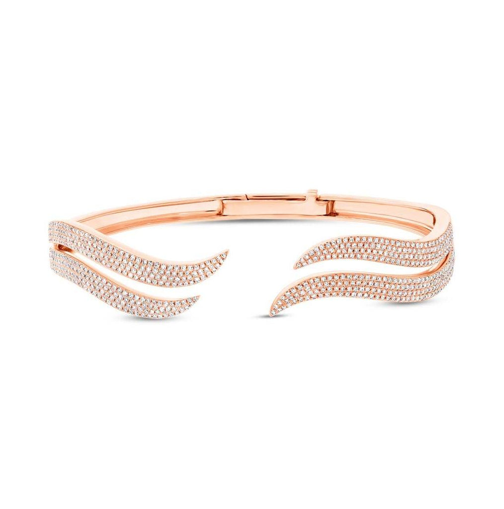 1.59 Ctw 14k Rose Gold Diamond Pave Bangle Bracelet