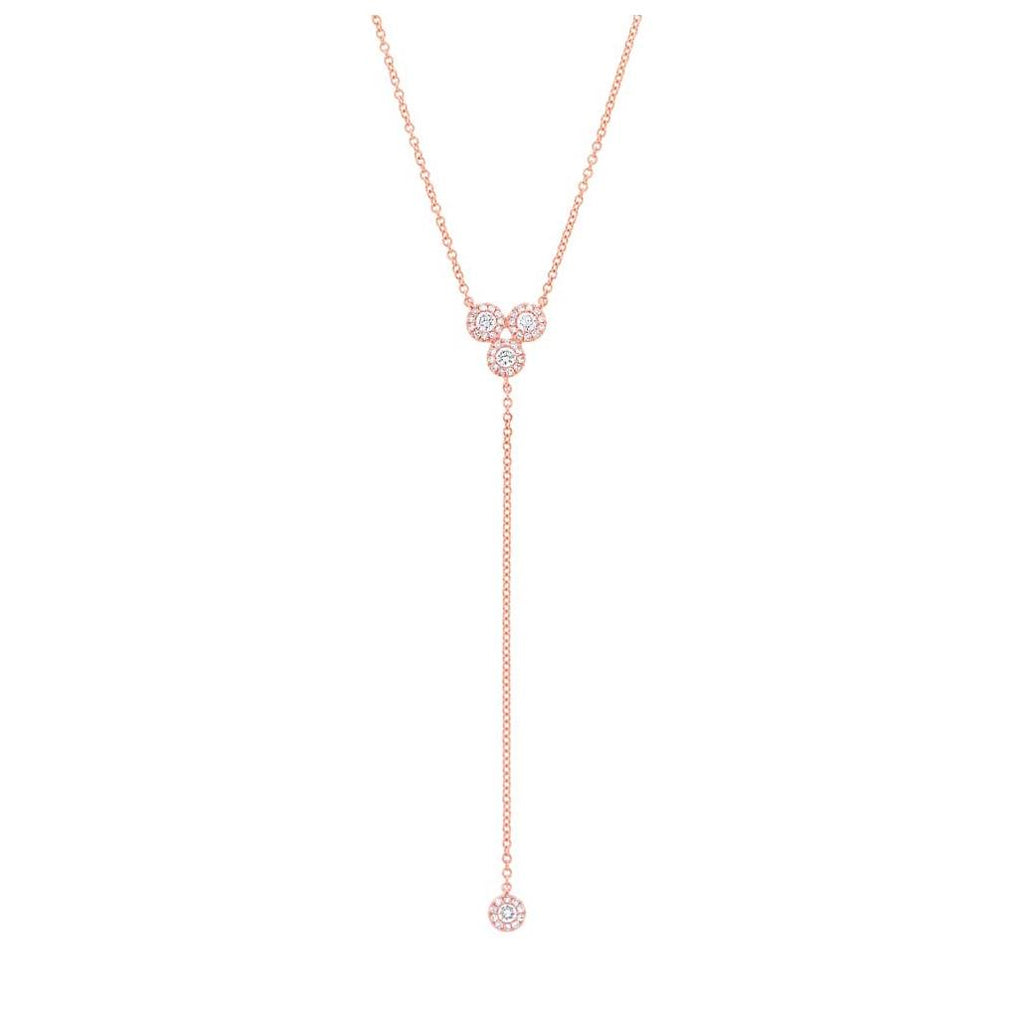 0.31 Ctw 14k Rose Gold Diamond Lariat Necklace