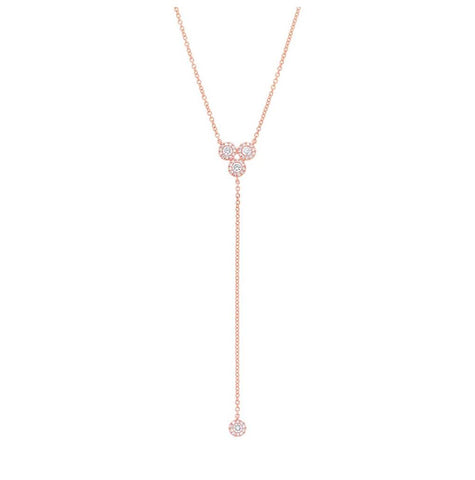 0.31 Ctw 14k Rose Gold Diamond Lariat Necklace