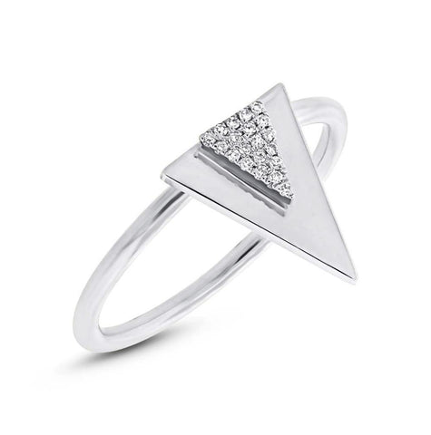 0.05 Ctw 14k White Gold Diamond Triangle Ring