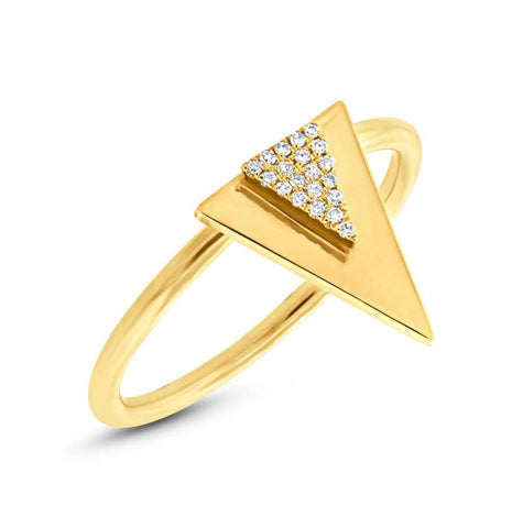 0.05 Ctw 14k Yellow Gold Diamond Triangle Ring