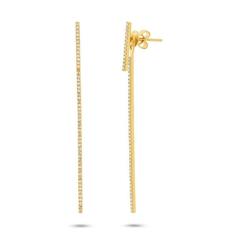 0.36 Ctw 14k Yellow Gold Diamond Bar Ear Jacket Earring With Studs