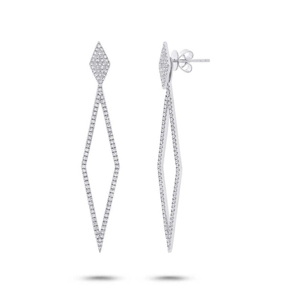 0.56 Ctw 14k White Gold Diamond Ear Jacket Earring With Studs