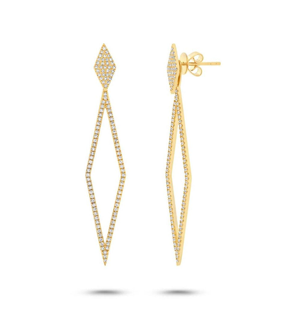 0.56 Ctw 14k Yellow Gold Diamond Ear Jacket Earring With Studs