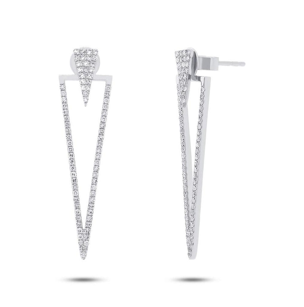 0.46 Ctw 14k White Gold Diamond Triangle Ear Jacket Earring With Studs