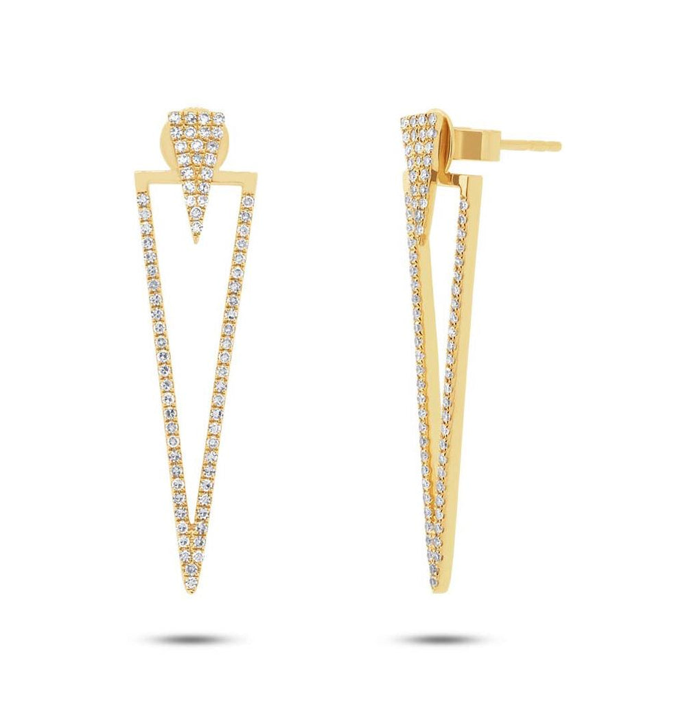 0.46 Ctw 14k Yellow Gold Diamond Triangle Ear Jacket Earring With Studs