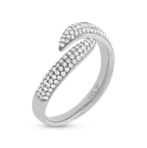 0.43 Ctw 14k White Gold Diamond Pave Womens Ring Size 4.5
