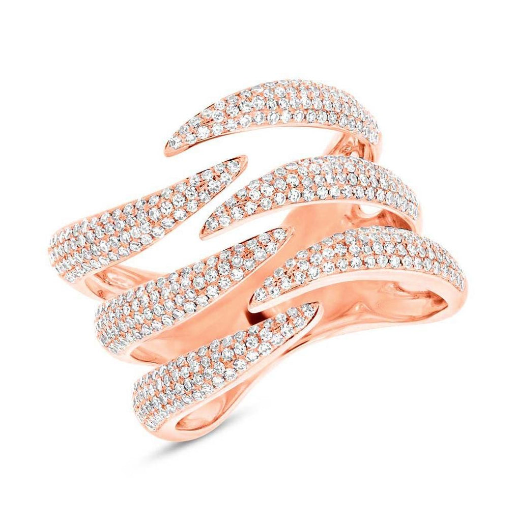 0.86 Ctw 14k Rose Gold Diamond Pave Womens Ring