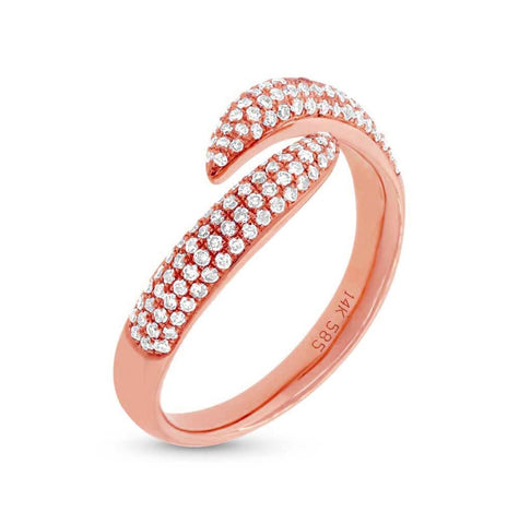 0.43 Ctw 14k Rose Gold Diamond Pave Womens Ring Size 4.5