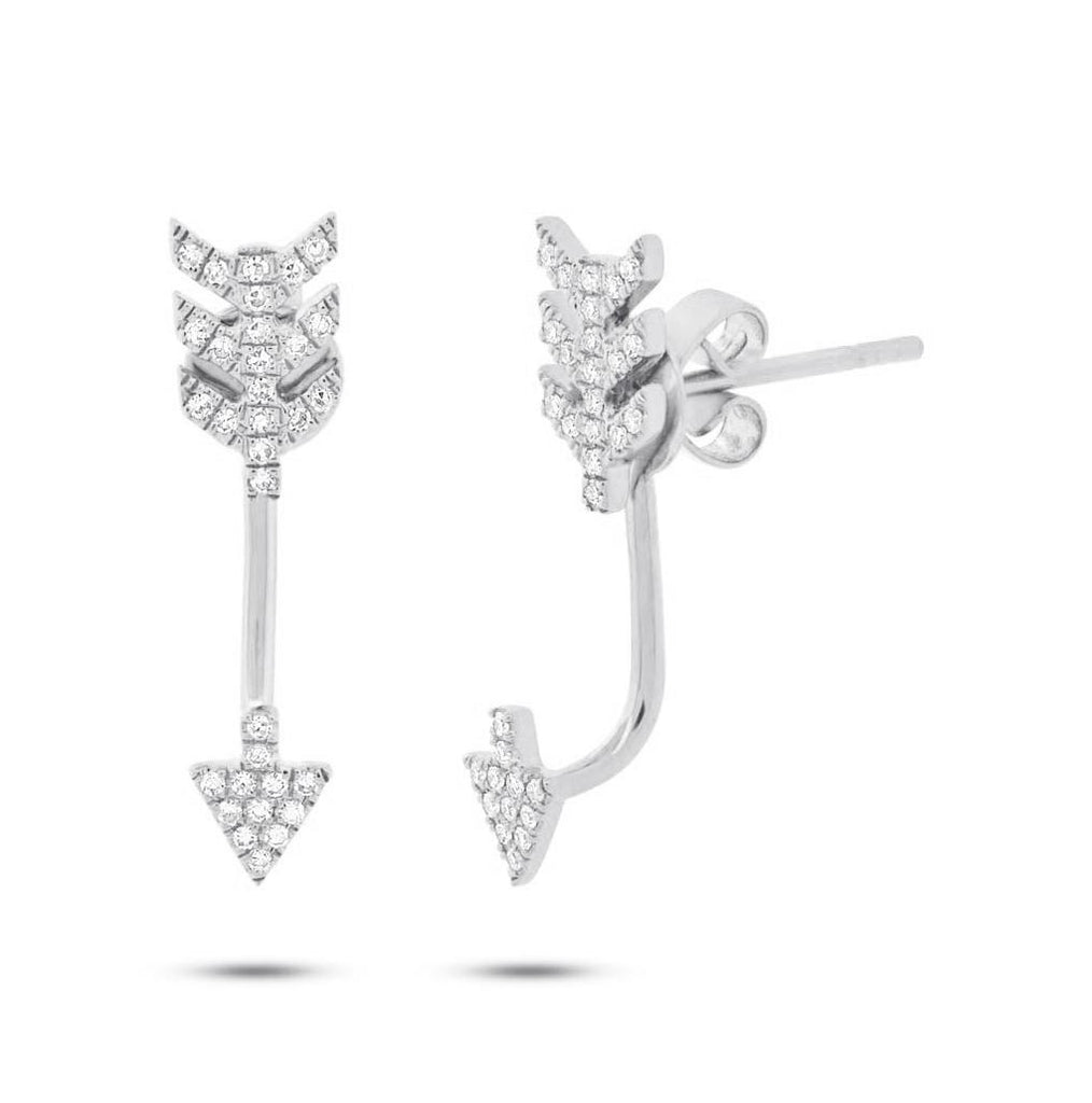 0.15 Ctw 14k White Gold Diamond Arrow Earring Jacket With Studs