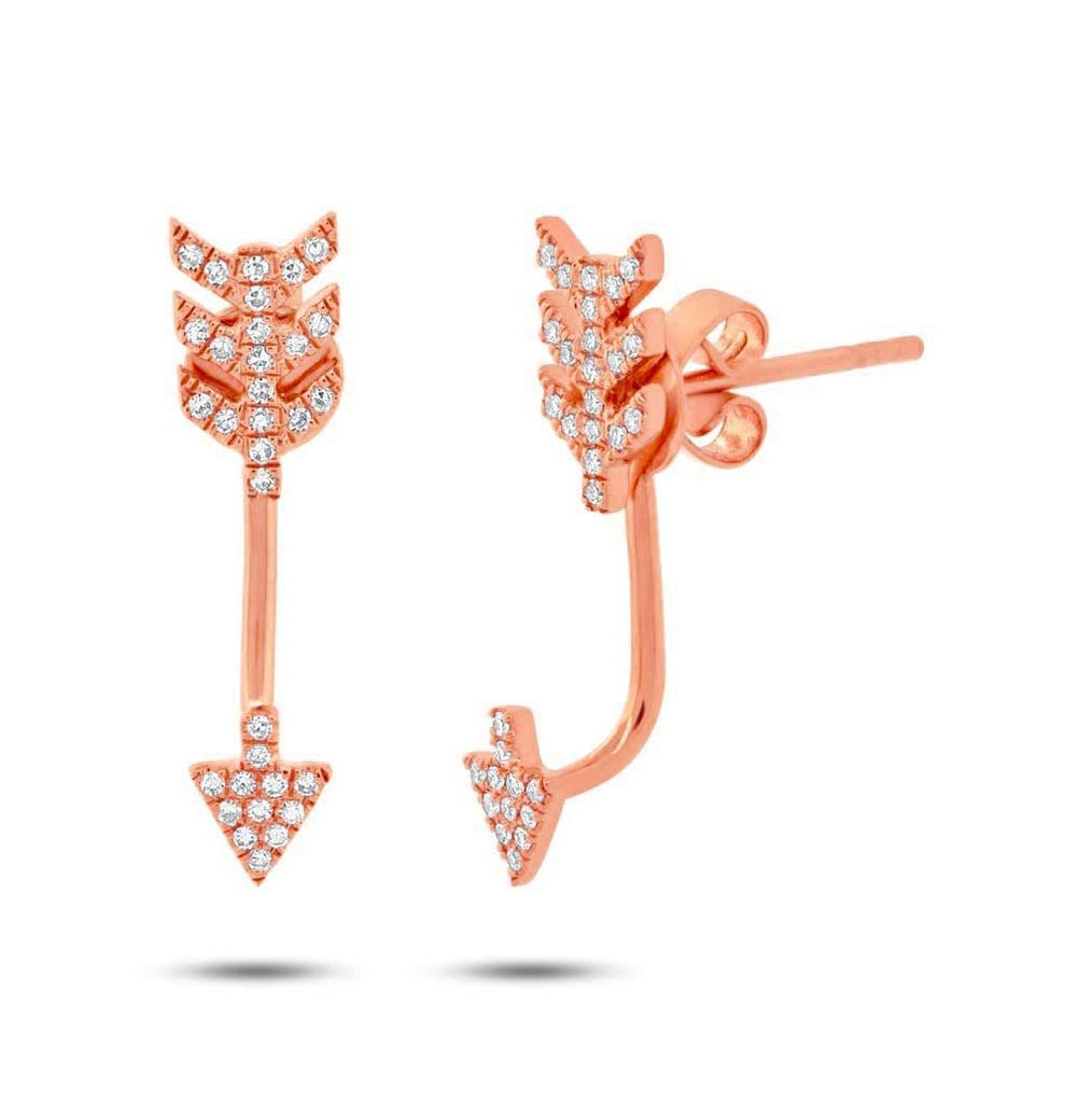 0.15 Ctw 14k Rose Gold Diamond Arrow Earring Jacket With Studs