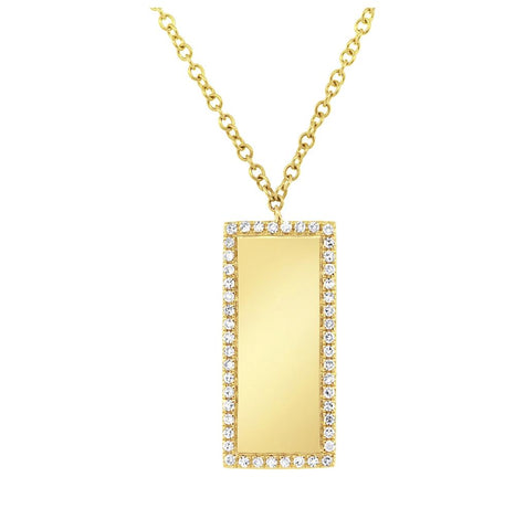 0.11 Ctw 14k Yellow Gold Diamond Bar Id Necklace